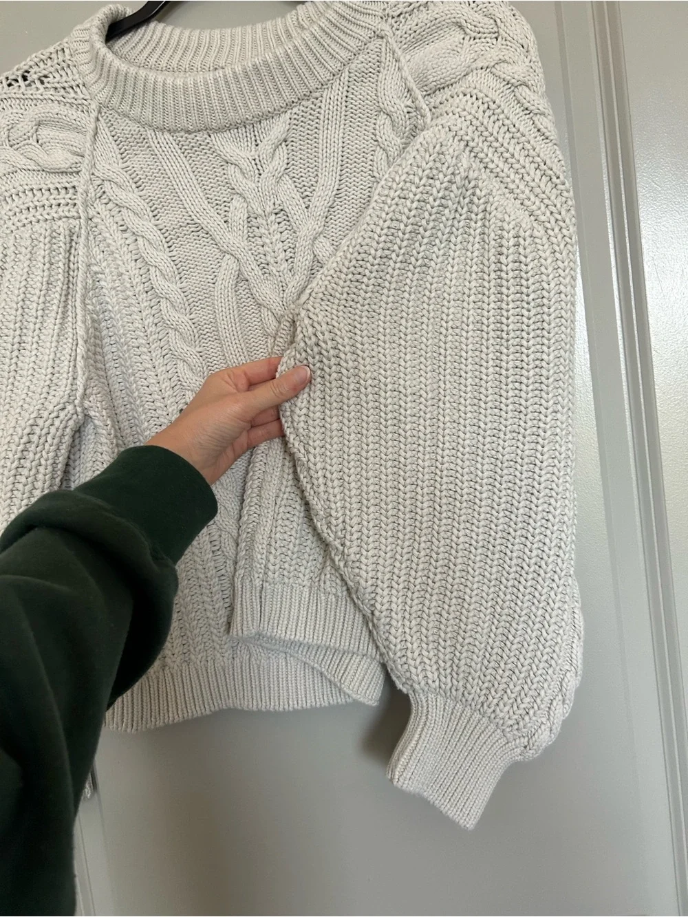 Free People Women’s Ivory Cable Crewneck Sweater